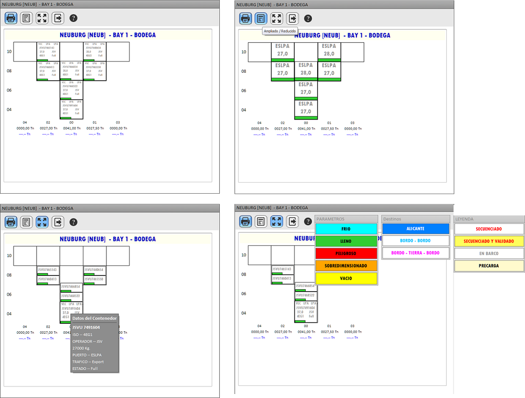 Ejemplo de Bay visualizado con doble click en el titulo del Bay