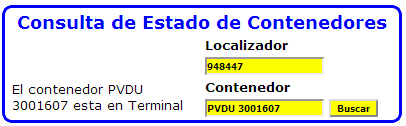 Ejemplo de Consulta de Contenedor + Localizador